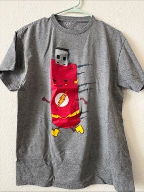DC The Flash “Flash Drive” Gray Graphic Tee